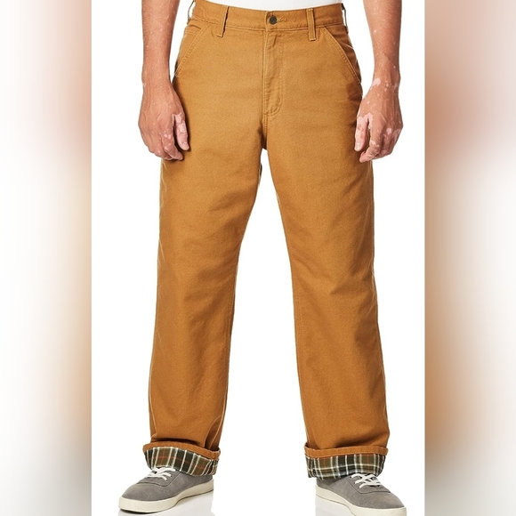 Carhartt Other - Carhartt B111 Brown Duck Flannel Lined Dungaree Fit Pants Size 42x32